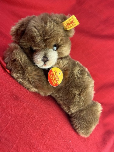 Steiff Bear Small Floppy side laying Bear Plush 1983-1990 With Ear Button tag