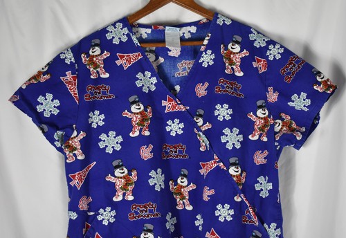 Frosty the Snowman Large Scrub Top Christmas Holiday Winter - 第 1/4 張圖片