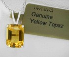 GENUINE 2.87 Cts YELLOW TOPAZ PENDANT 14k  WHITE GOLD  - Free Appraisal-NWT — photo 1