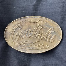 Vintage TIFFANY STUDIO NY Coca Cola at Fountains 5 Cents Soda Brass Belt Buckle