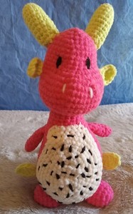 8" NEW Handmade Dragon-Fruit Dino Crochet Cute Stuffie Soft Amigurumi Polyester 