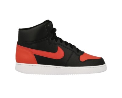 Men Nike Ebernon Mid Top Athletic Sneakers Black/Habanero Red