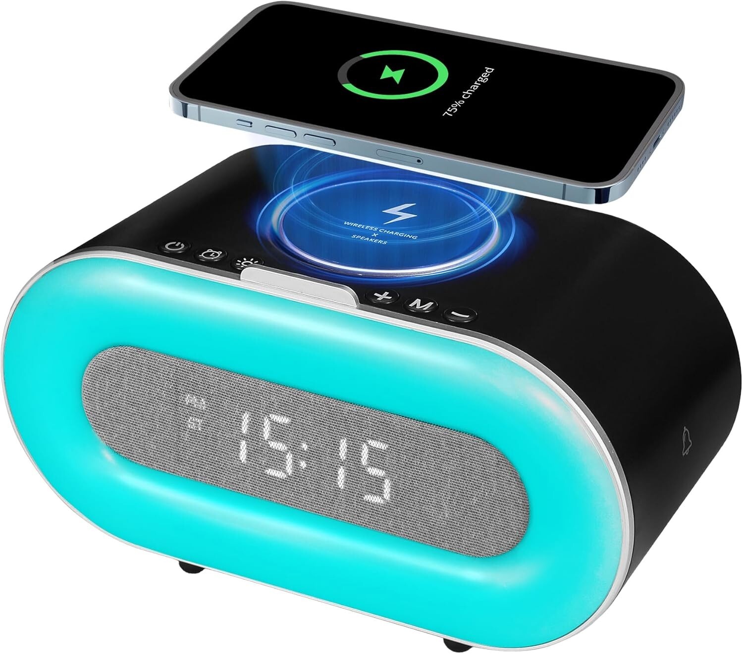 Bluetooth Speaker with Wireless Charger 15W, Adjustable Ambient Beside Lamp.-image