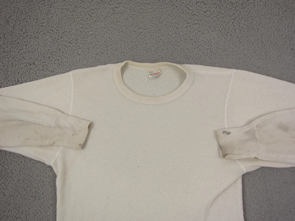 Vintage Jockey Thermal Shirt Mens Large Creme Waffle 80s 90s Made in USA - Image 2 of 4