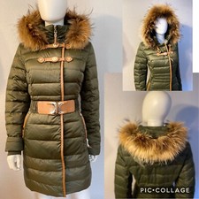 Nwt Women's Down Parka Puffer Winter Coat Khaki Jacket Real Fur Trim Hood Rp$790