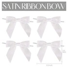 AIMUDI 50 White Satin Ribbon Twist Tie Bows 3.5" Wedding Treat Bag Cake Pop Gift — photo 2