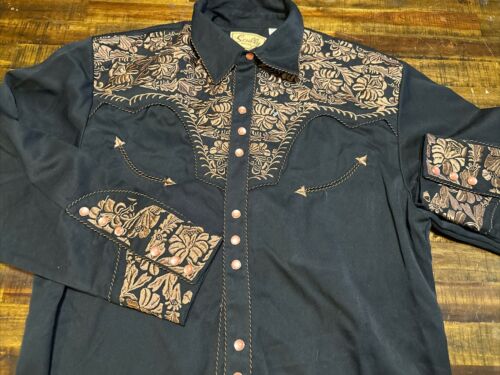 Scully Men's Shirt Sz M  Western  Black Embroider… - image 1