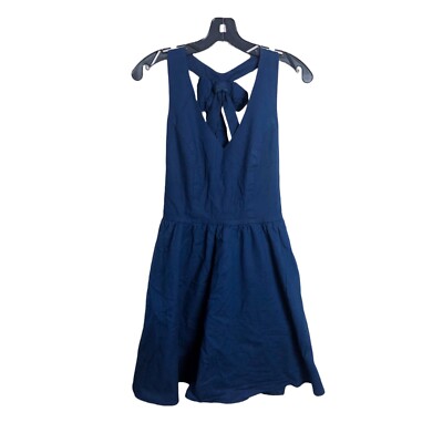 Lauren James Bow Back Fit Flare Skater Mini Dress Womens Blue Medium 