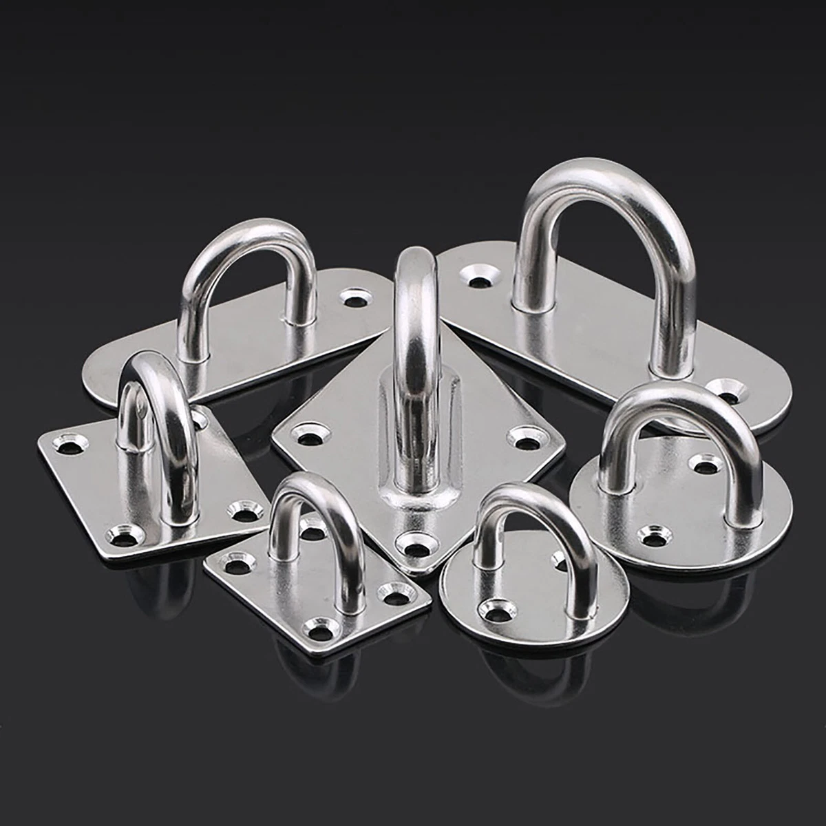 M5~M12 Pad Eye Plate Staple Ring Hook Loop For Boat Hammock 304 Stainless  Steel