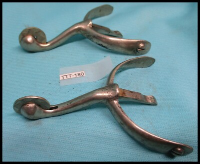 Rare ANTIQUE Nail-On Arched SWAN NECK Boot Spurs Large Rowels