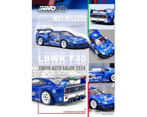INNO64 1:64 Liberty Walk Ferrari F40 Tokyo Auto Salon 2024 (Blue) Diecast Car - Picture 3 of 3