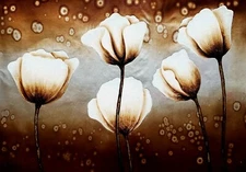 Abstract White Floral  , 24x36 100% Hand painted Oil Painting on Canvas