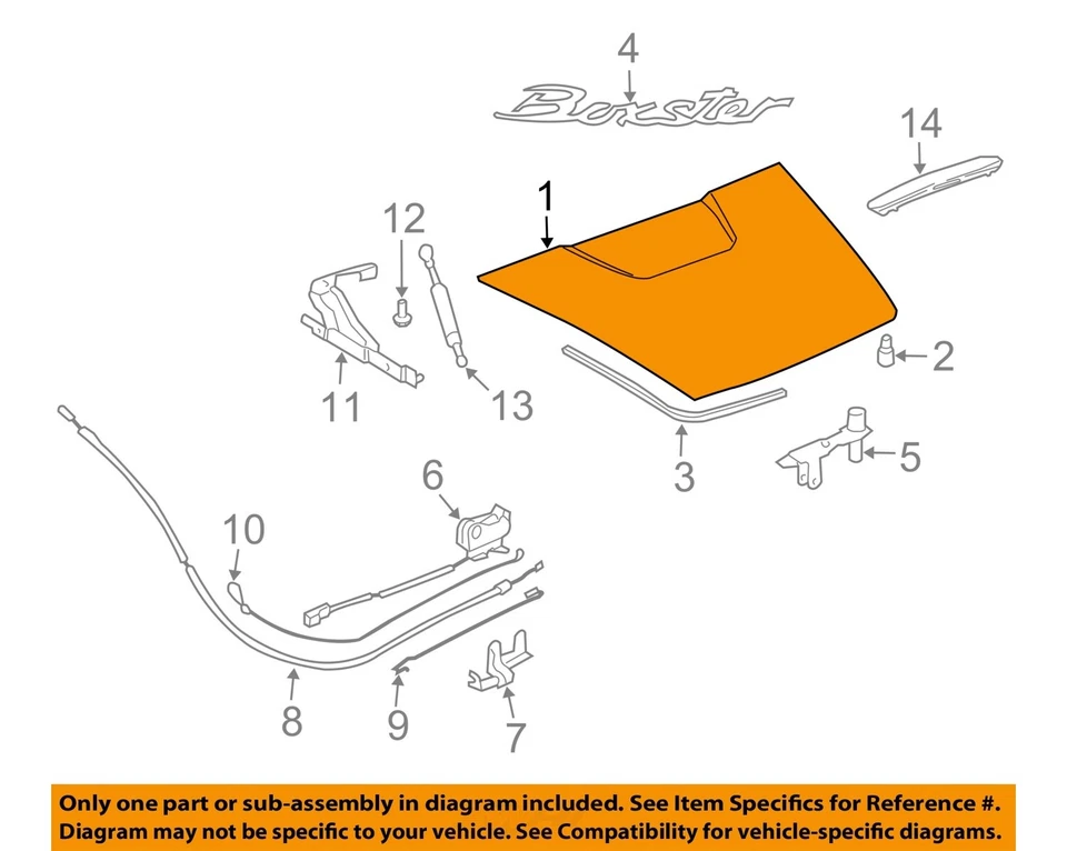 Cubierta del motor negra OEM Porsche Boxster 1997 1998 1999 2000 2001 2002 2003 2004 Foto 3 de 4