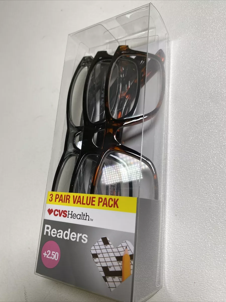 CVS Readers +2.50 Magnifying Eyeglasses 3 Pack NEW All Different