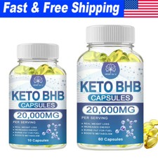 10/60PCS KETO BHB 20000mg PURE Ketone FAT BURNER Weight Loss Diet Pills Ketosis