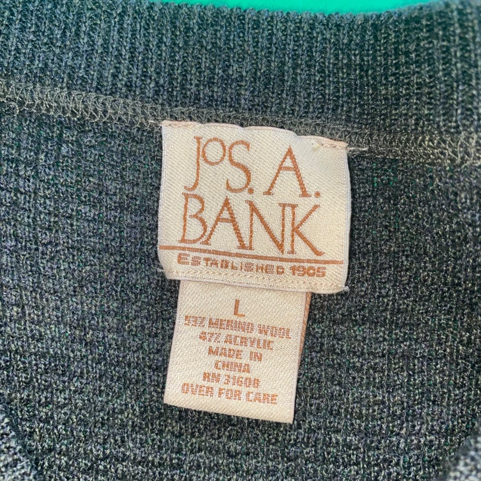 Jos. A. Bank Merino 羊毛混纺毛衣圆领针织套衫男式 L — 第 2/4 张图片