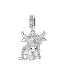 S925 Solid Sterling Silver Highland Cow Charm Fits European Bracelet Moments 925