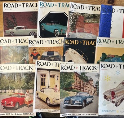 1955 Road & Track Magazine Set Full Year 12 Issues Vintage Lot Cars Autos 1950s