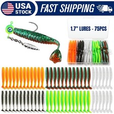 75pcs 1.7in Soft Plastic Swimbait Duck Feet Tail Crappie Jig Bait Panfish Lures