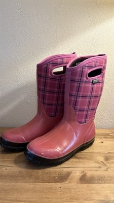 Pink Bogs Youth Size 6 Pink Plaid Rated To -30 Degrees