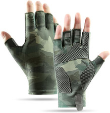 Sun Gloves Large UPF 50 Fishing Gloves, Fingerless Sun Protection UV Protection
