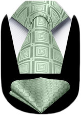 Ties for Men Plaid Checkered Tie with Pocket Square Woven Business Formal Neckti