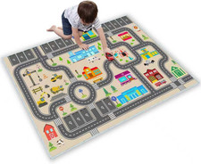 Kids Rug Play Mat for Toy Cars,City Life Road Traffic Educational Carpet,Have Fu
