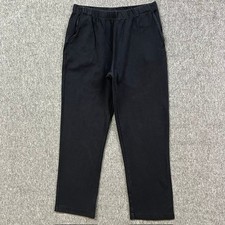 Lands End Pants Womens M Pull On Cotton Straight Leg Black 10-12 Elastic Waist