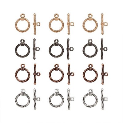 20 Sets Mixed Color 22mm Tibetan Style Alloy Ring Toggle Clasps for DIY Jewelry