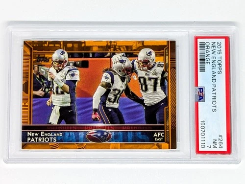 2015 Topps Orange #264 New England Patriots #12/75 PSA 7 Tom Brady Jersey #'d
