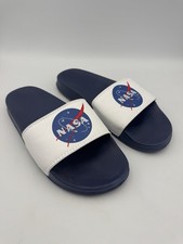NASA Slides Sandals Blue White Space Logo Slip On Shower Pool Slides Women s 11