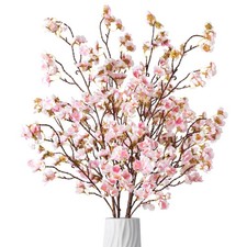 4 Pcs Artificial Cherry Blossom Flower Branches, Bulk Silk Faux Flowers Real ...