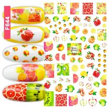 Nail Art 3D Decal Stickers juicy fruits lemon grapefruit mandarin pomegranatF644