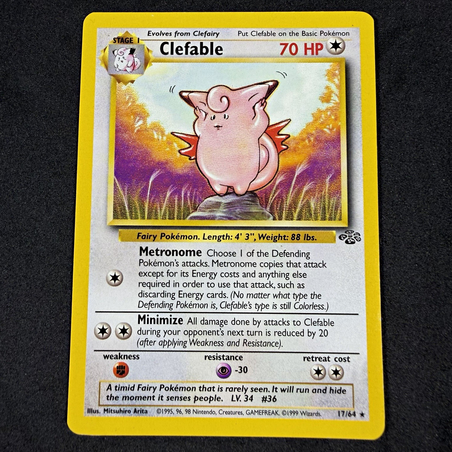 Clefable 17/64 Jungle Rare Regular Unlimited English Pokemon TCG 70HP