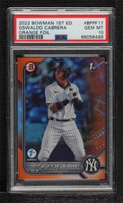 2022 Bowman 1st Edition Orange Foil 6/25 Oswaldo Cabrera PSA 10 GEM MT 1j7t