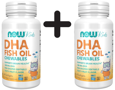 2 x NOW Foods DHA Kid's Chewable, 100mg - 60 softgels (299,89 EUR/kg)