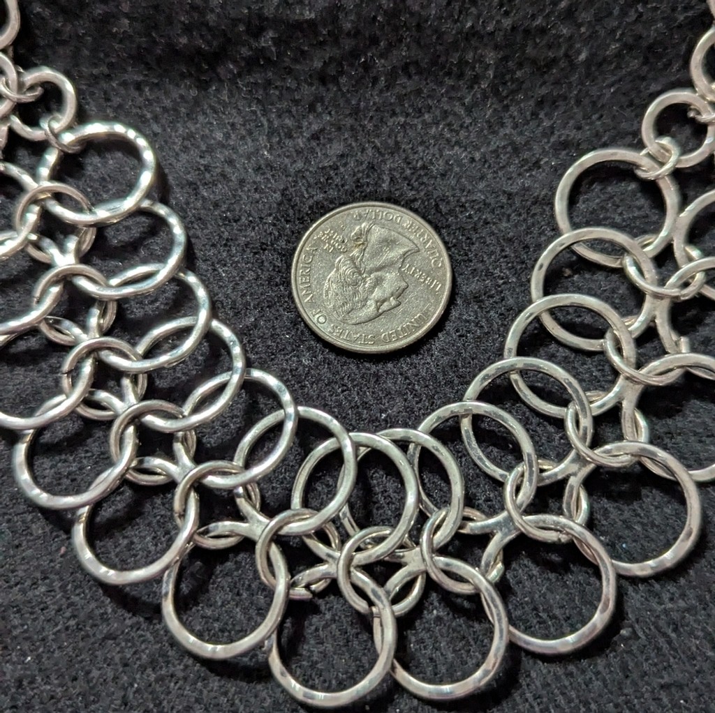 Silver Tone Interlocking Rings Chain Statement Ne… - image 6