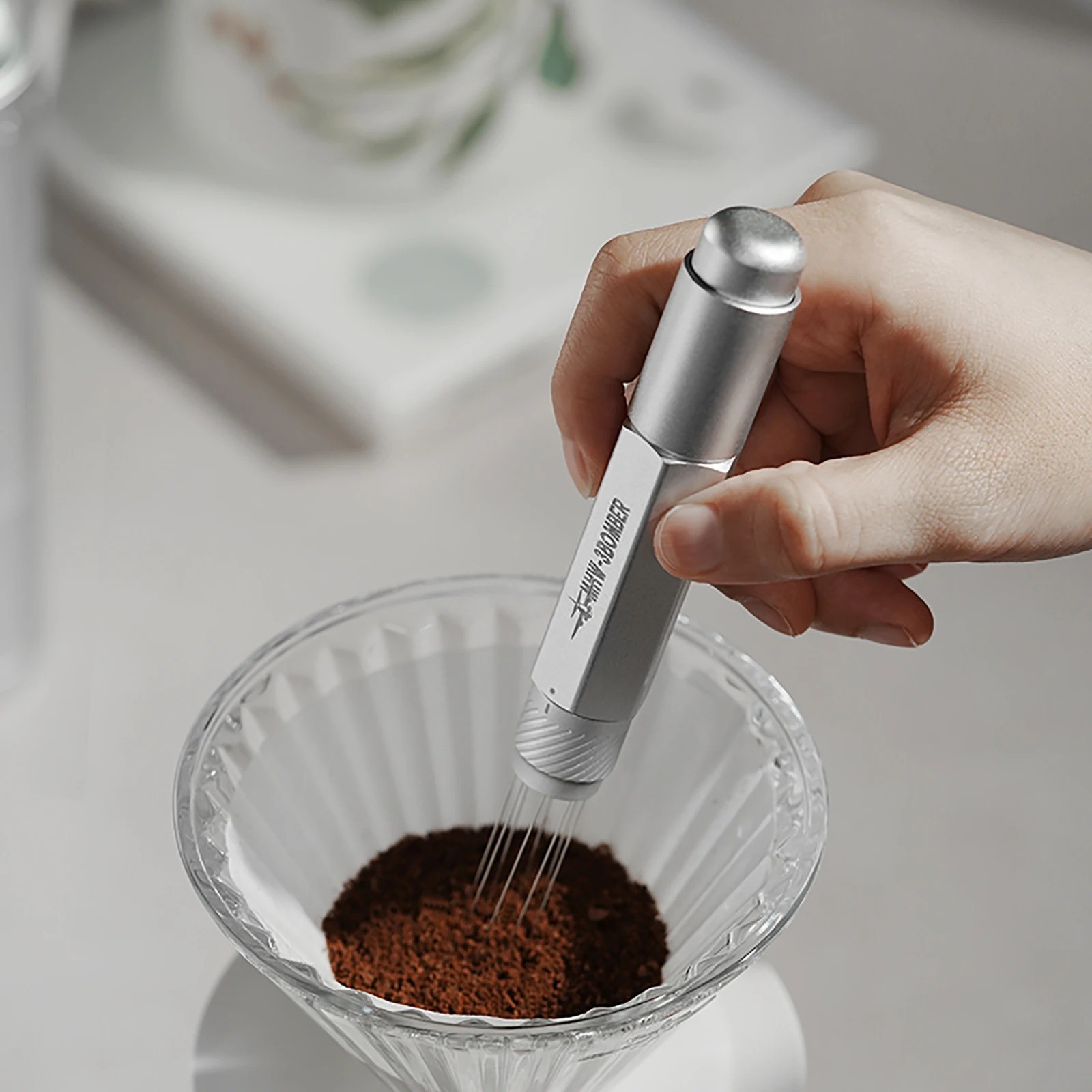 MHW-3BOMBER WDT Tool Espresso Distribution Tool with 8 Extra Needles - Stainless