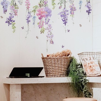 Floral Pflanzen Blumen Wand Schmetterling Aufkleber Kunst Decal Haus PVC Spiegel