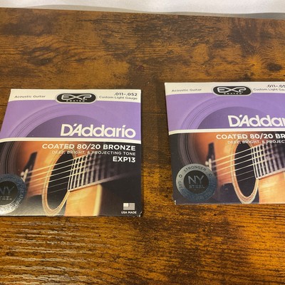 D'Addario EJ13 80/20 Bronze Acoustic Guitar Strings, Custom Light, 11-52 2 Sets