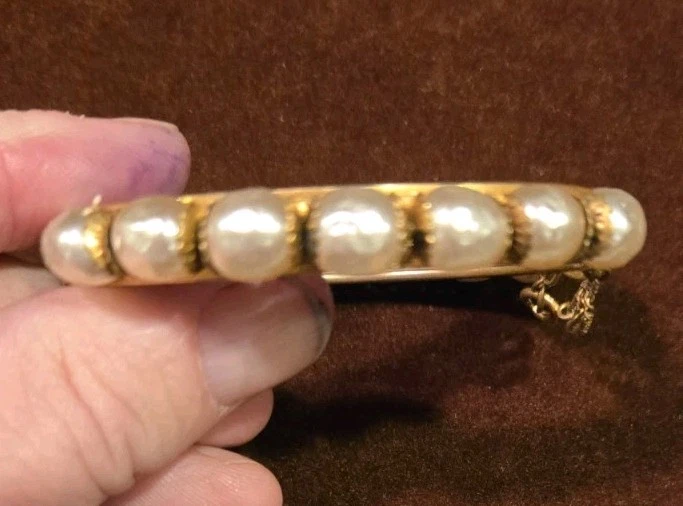 复古签名 Miriam Haskell 人造巴洛克珍珠手链 — 第 4/4 张图片