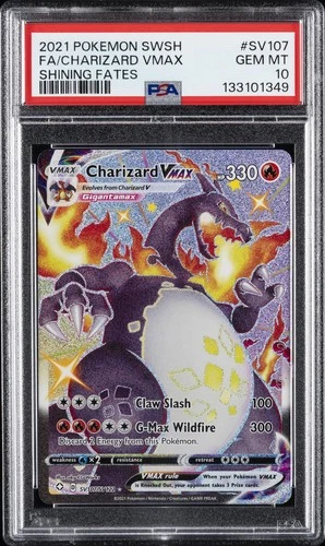 2021 POKEMON SWORD & SHIELD SHINING FATES #SV107 FULL ART/CHARIZARD VMAX PSA 10