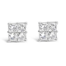 10KT White Gold 1/4 cttw Diamond Composite Stud Earring