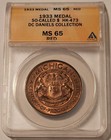 1933 Century of Progress Michigan So-Called Dollar Medal HK-473 MS65 RED ANACS