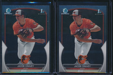 Lot of (2) JACOB CRAVEY 1st 2023 Bowman Chrome Draft ORIOLES Rookie Card RC