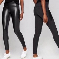 Athleta Faux Leather Gleam Leggings Womens Medium Black High Rise Yoga Pants
