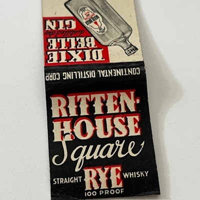 Rittenhouse Square Rye Whiskey Dixie Belle Gin Matchbook Cover MB60-5