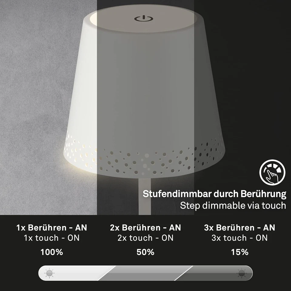 Akku-Leuchte Briloner LED Weiß Dimmbar Akku-Lampe - Bild 4 von 4