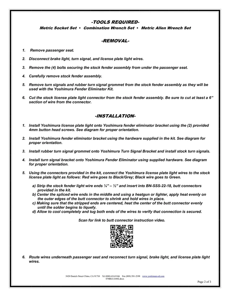 Kit eliminador guardabarros Yoshimura 070BG121002 para Honda CB1000R 11-15 Foto 3 de 4
