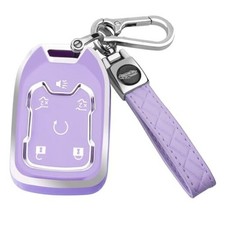 for GMC Key Fob Cover with Keychain, Key Case Shell TPU Full Style 1-purple